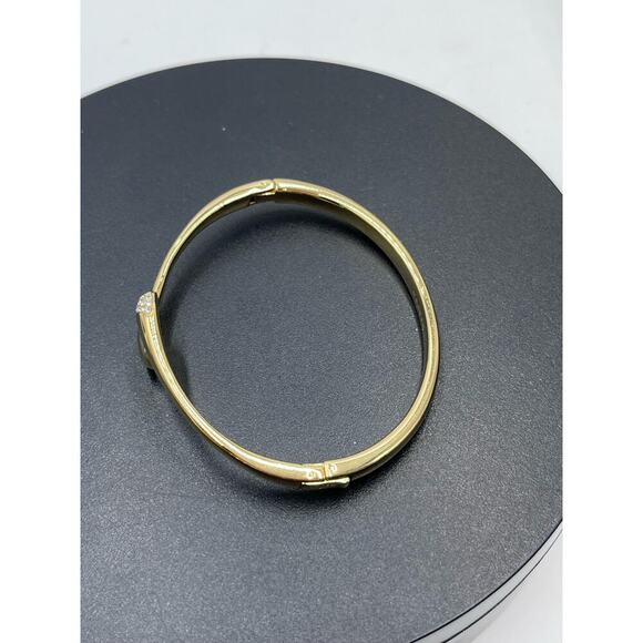 Skagen Gold Plated Hinged Pave knob ends Crossover Pebble Bangle Bracelet - Picture 8 of 13